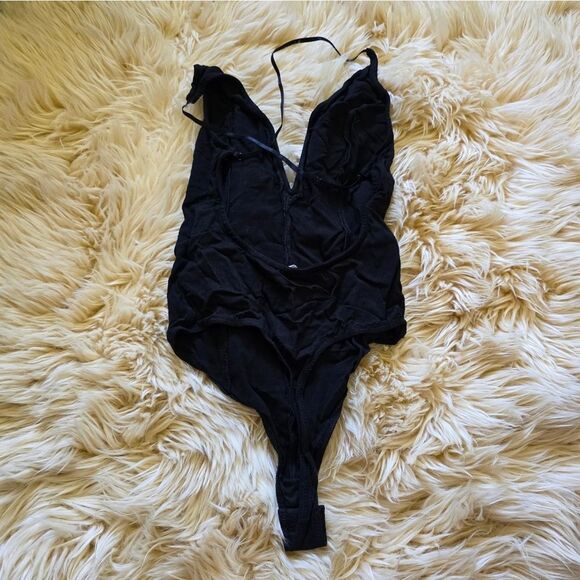 Free People Black Deep V Underwire Backless Bodysuit Small - Picture 2 of 6